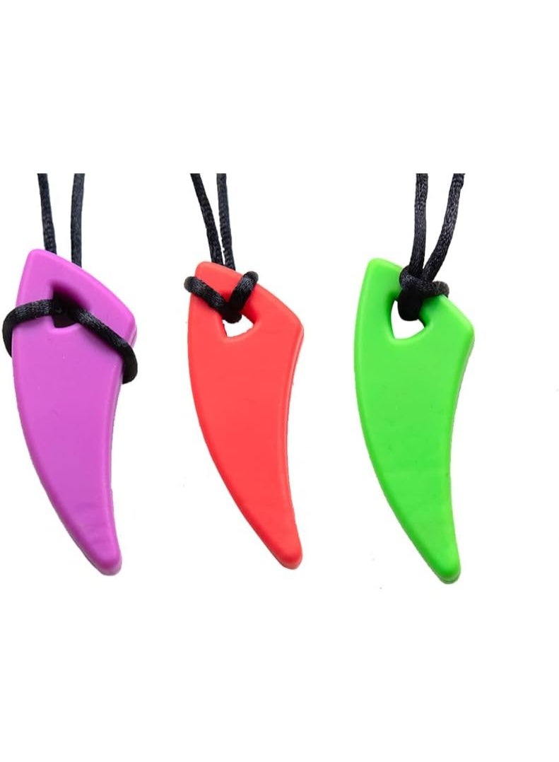 abley's Silicone Chew Necklace for Sensory Needs, Anxiety Relief, Autism Support (Red, Green, Purple) - Image 1